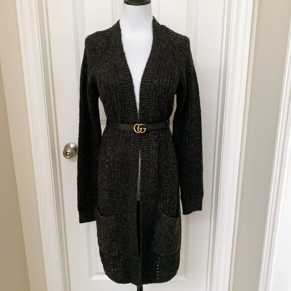 NWT Dark Grey ONLY Knitted Longline Open Front Cardigan - Picture 1 of 6